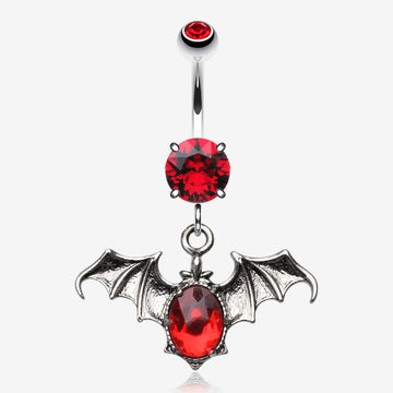 Bat Sparkle Belly Ring-Red